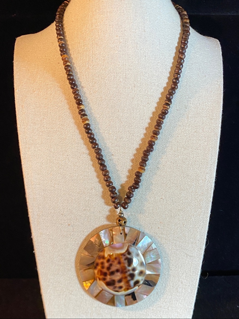 Artisan Shell & Mother of Pearl Statement Necklace Boho 18”